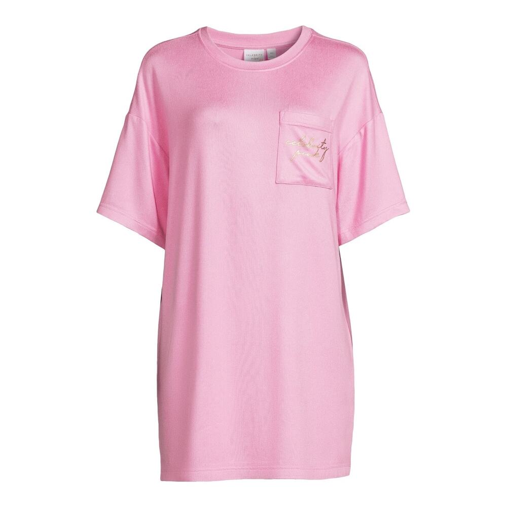 CELEBRITY PINK SLEEP WOMENS PINK OVERSIZED SLEEP SHIRT NIGHTGOWN SIZE M/L‎ NWT